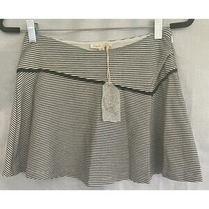 Hem & Thread Skirt Striped Black White Size Small Mini Mock Faux Wraps Women’s